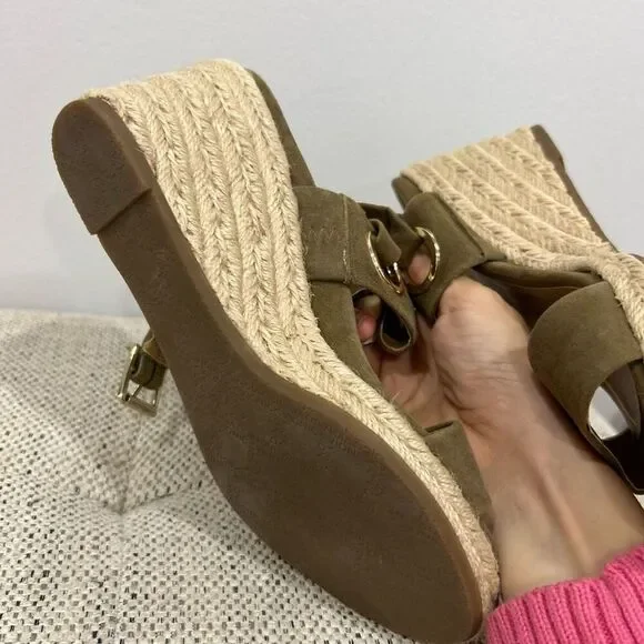 Vionic Vero Jute Brown Slingback Espadrilles Wedge Sandals Women's Size 6 Leathe - Picture 4 of 5